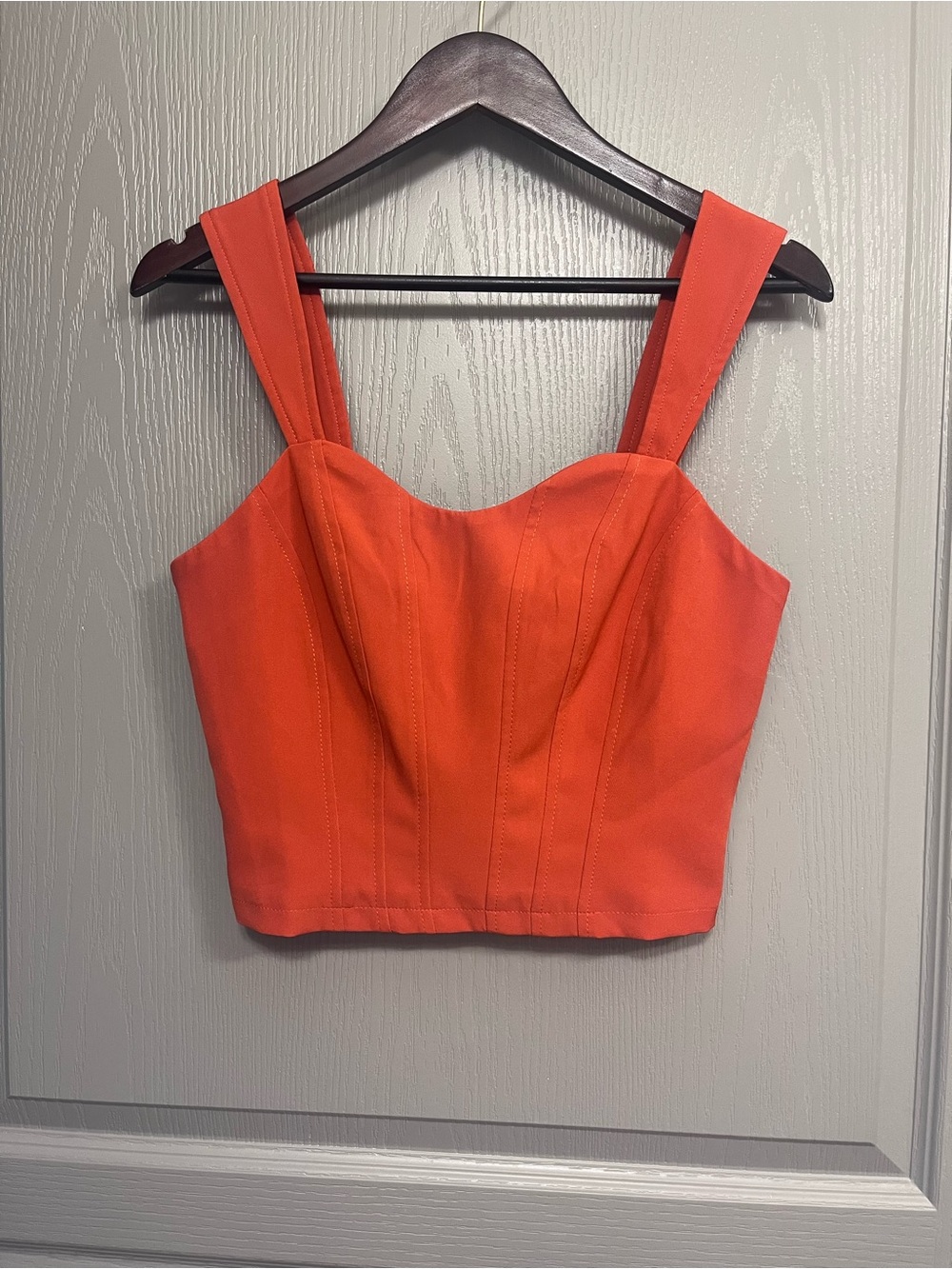 Anthropologie Bright Coral Cropped Square-Neck Tank